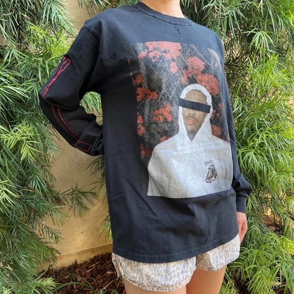 YG Rap Tour Hip Hop Black long sleeve crewneck T-shirt - Picture 2 of 4